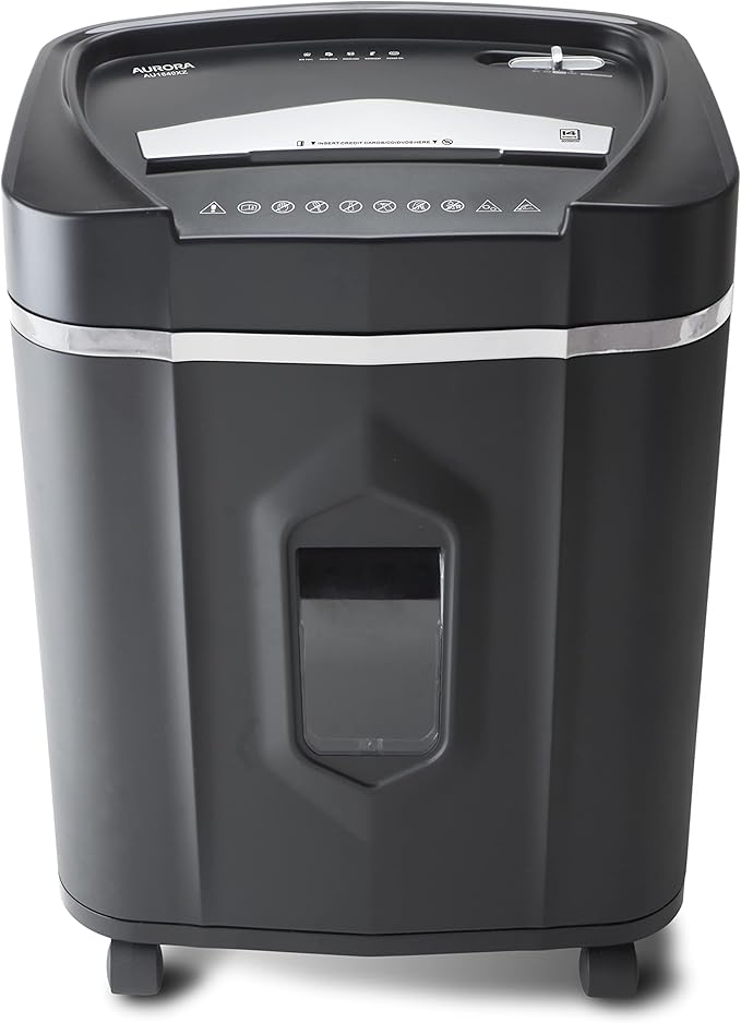 Aurora Anti-Jam 16-Sheet Crosscut Paper/CD and Credit Card Shredder/ 5-Gallon pullout Basket 30 Minutes Continuous Run Time