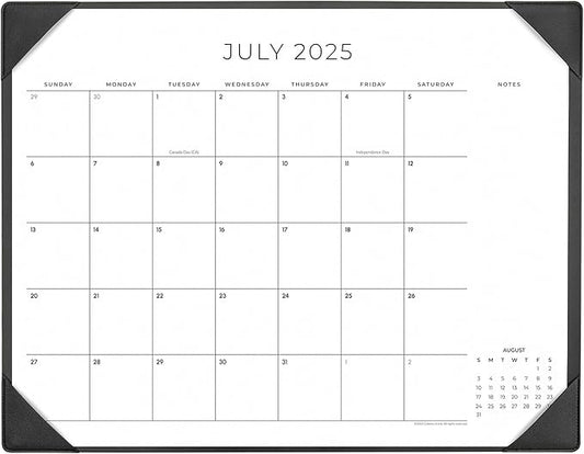 Cabbrix Simplified Desk Calendar 2025-2026 with Desktop Mat, Desk Pad Calendar Large 21" x 16-1/2" Covering July 2025 to June 2026, Monthly Desktop Calendar for Home School and Office (Black)