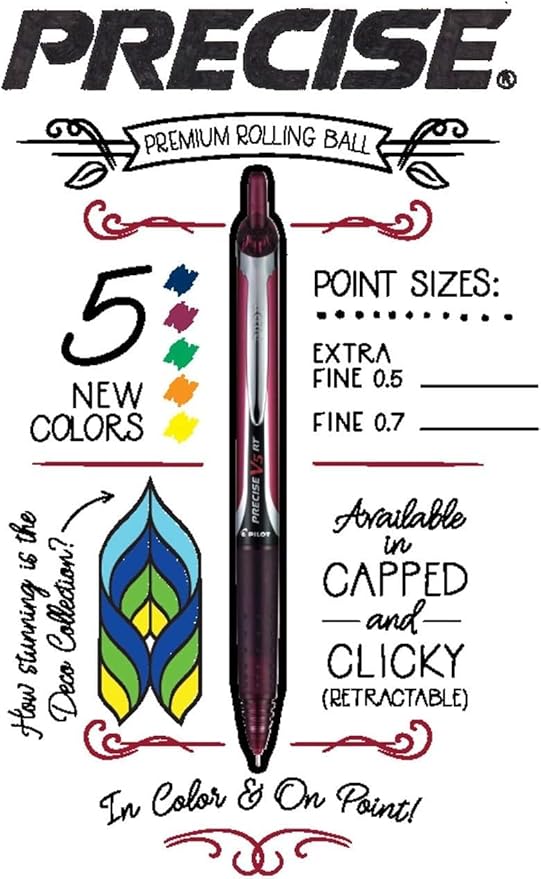 Precise V7 RT Retractable Rolling Ball Pens, Fine Point (.7mm), Red Ink, 6-pk; Premium Comfort Grip, Bundle with Plastic Reusable Pouch