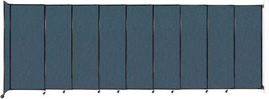 Wall-Mounted Sliding StraightWall Room Divider | Adjustable Widths | Locking Wheels | Room Separator | Up to 19'9" Wide x 6'10" Tall Caribbean Fabric Panels