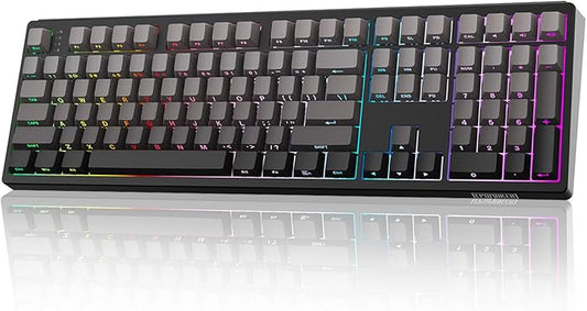 EPOMAKER TH108 Full Size Mechanical Keyboard, Wireless Gaming Keyboard, 8000mAh Battery, Creamy Gasket, 108 Keys, Hot Swap, Custom Driver, RGB Backlights (Black, Sea Salt Silent Switch)