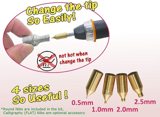 KINGTOOL Hot Foil Embossing Stamping Pen with 6 Rolls Hot Foil Papers, USB Powered (with 4 Nibs) (Yellow)