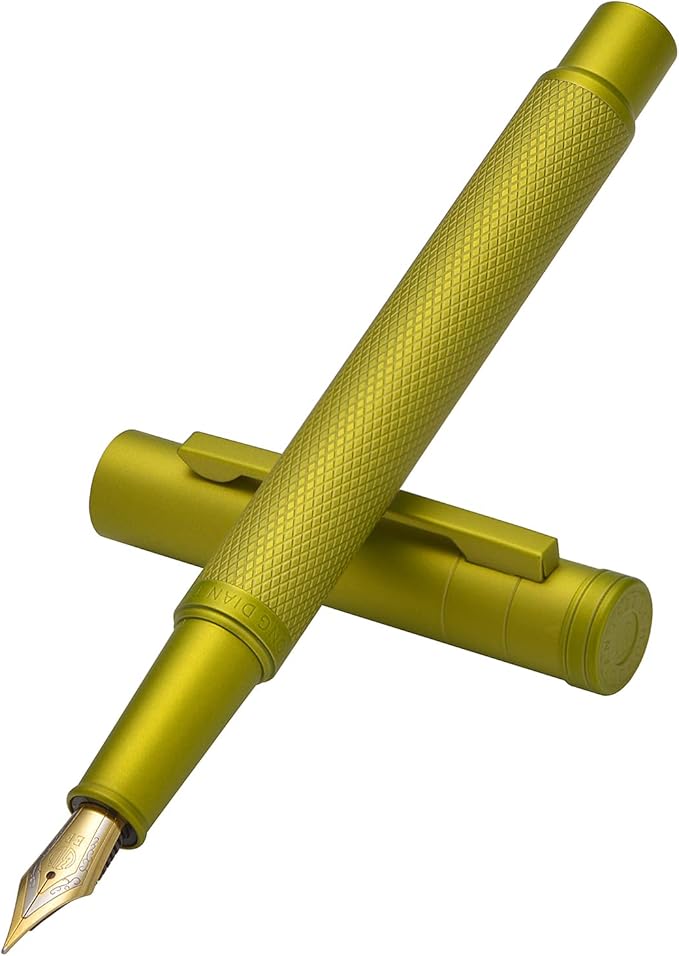 Asvine Mustard Yellow Forest Fountain Pen Extra Fine Nib, Classic Design with Converter and Metal Pen Case, The Light of Hope Serise