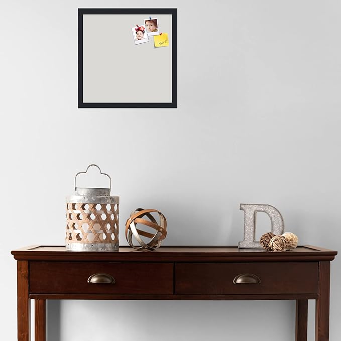 PinPix 16x16 Inch Cork Bulletin Board. This Decorative Framed Pin Board Comes with Light Stone Design and a Satin Black Frame. Ideal for Home Office Decor or Message Board (PinPix-1809)