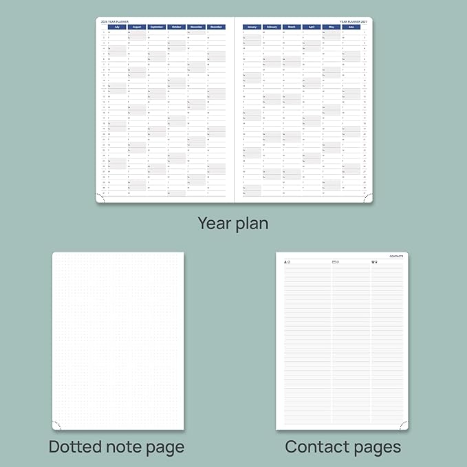 POPRUN Academic Planner 2025-2026, 8.5'' x 11.25'', Quarter-Hourly Appointment Book (July 2025-June 2026) with PU Leather Soft Cover, Dual Pockets, Monthly Tabs, 100GSM Thick Paper - Soft Pink