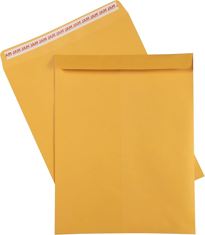 JAM PAPER 12 x 15 1/2 Open End Catalog Envelopes with Peel and Seal Closure - Brown Kraft - Bulk 500/Box
