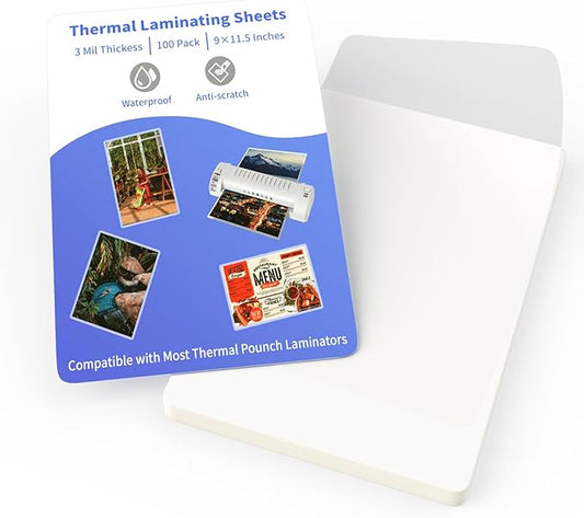 Thermal Laminating Pouches, FungLam Clear Laminating Sheets, 3 Mil Thickness Thermal Laminating Sheets, 8.9×11.4 Inch Laminator Sheets for Laminators, Clear Plastic Letter Size Sheets,100 Pack.