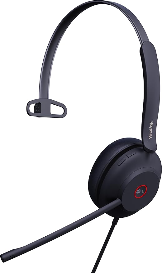 Yealink UH37 Professional USB Headset with Microphone for PC Laptop Noise Cancelling & Volume Control VoIP Skype Teams Online Conference(Mono)(USB-A)
