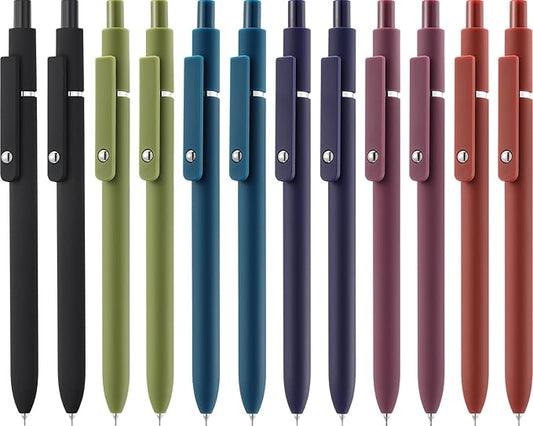 LINFANC Gel Pens, 12 Pcs 0.5mm Quick Dry Black Ink Pens Fine Point Smooth Writing Pens for Journaling Aesthetic Pens Retractable Gel Pens School Supplies Black Pens Gel Ink Pen Office Supplies
