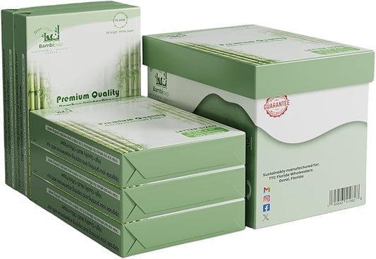 Bamboo Printer Paper - 8 1/2” x 11” - 20LB Multipurpose White Paper - Made from Bamboo Fiber, Renewable Resources, Zero Trees Used - 5 reams (2500 Sheets)