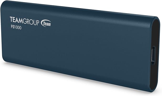 TEAMGROUP PD1000 1TB Aluminum Portable External Solid State Drive SSD, Read up to 1000MB/s, USB-C, USB A 3.2 Gen 2, Waterproof, Dustproof (IP68), Shockproof, Pressure Resistant T8FED6001T0C108