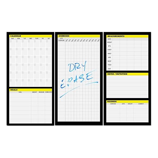 Dry Erase Workout Calendar Poster - Fitness Planner with To-Do List, Notes Section for Home Gym Tracking