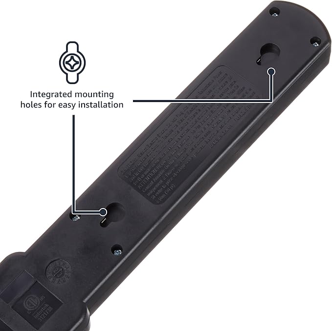 Amazon Basics Surge Protector Power Strip, 6-Outlet with 200J Protection, 2ft Extension Cord, Rectangle, Black (20 Pack)