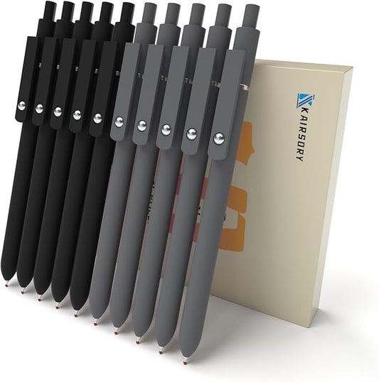 Gel Pens,0.5mm Fine Point Pens Smooth Writing japanese gel pens, High-End Series Black Ink cute gel pens for Journaling Note Taking, Office School Supplies (10 Pcs Black Gray-Black Ink)