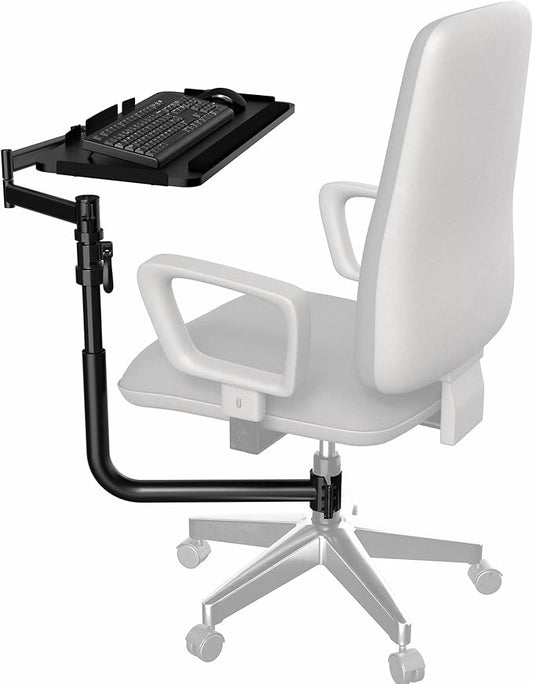 VIVO Office Chair Mounted 26 x 12 Inch Keyboard and Mouse Tray, Ergonomic Tilt, Full Motion 360 Degree Rotation, Black, MOUNT-KB18CP