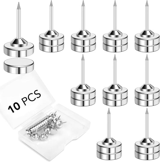E BAVITE Push Pins Magnetic Thumb Tacks, 10 Sets Magnet Pushpins for Wall Bulletin Board Cork Board Cute Decorative Push Pin Clips Thumbtacks for Poster Hanger Photo Picture Hanging Accessories