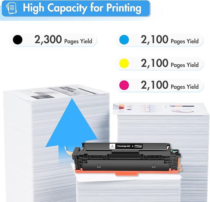 TRUE IMAGE 055 055H Toner Cartridge Set MF743Cdw MF741Cdw Compatible for Canon 055 055H Toner for Canon MF743Cdw MF741Cdw MF745Cdw MF746Cdw LBP664Cdw Printer (Black Cyan Magenta Yellow, 4-Pack)
