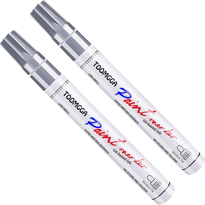 Silver Paint Pens Paint Markers Permanent Markers Oil Based for Metal Wood, Metal, Car Tyre,Wood, Plastic, Rock Painting, Glass, Craft Supplies,Waterproof