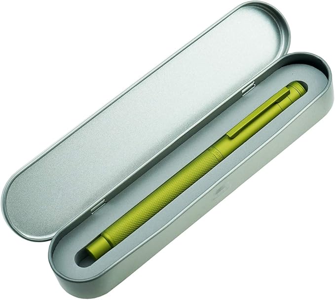 Asvine Mustard Yellow Forest Fountain Pen Bent Nib, Classic Design with Converter and Metal Pen Case, The Light of Hope Serise