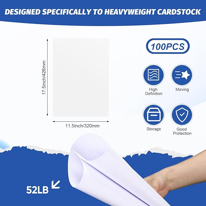 100 Pcs Printer Paper 11 x 17 Inch Copy Paper 52 lb Glossy Paper Heavy Weight Cardstock Tabloid Paper Heavy Card Stock for Presentation Laser Back to School Office Supplies(White)