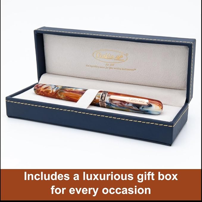 Conklin 1898 Fountain Pen, Misto Orange - Medium Nib | Unique Resin Blend Writing Instrument | JoWo Stainless Steel Nib Made in Germany | Ideal for Pen Enthusiasts