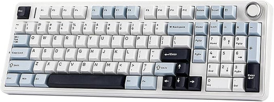 EPOMAKER X Aula F99 PRO Wireless Gaming Keyboard with 8000mAh Battery, Hot Swappable Creamy Keyboard, 2.4GHz/Type-C/BT5.0, NKRO, RGB Backlit for Win/Mac/Gaming (Blue&White)
