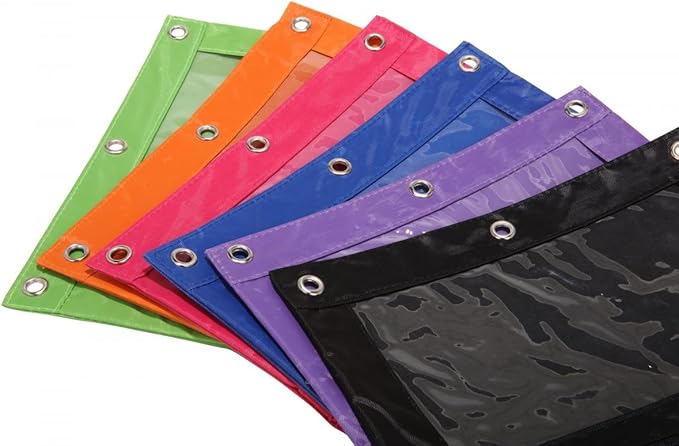 24 Packs 3 Ring Binder Pen Pencil Case Pouch Bulk Set Stationery Bag for School Class Office Purple