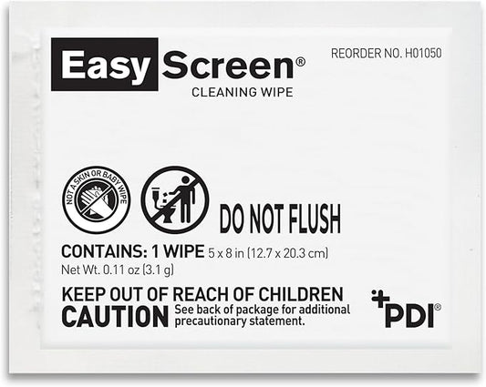 Easy Screen, Premium Screen Cleaning Wipes, Electronics, Touchscreens, and Glasses Cleaner, 50 Individual Packets Per Box, Large 5” x 8” Wipe