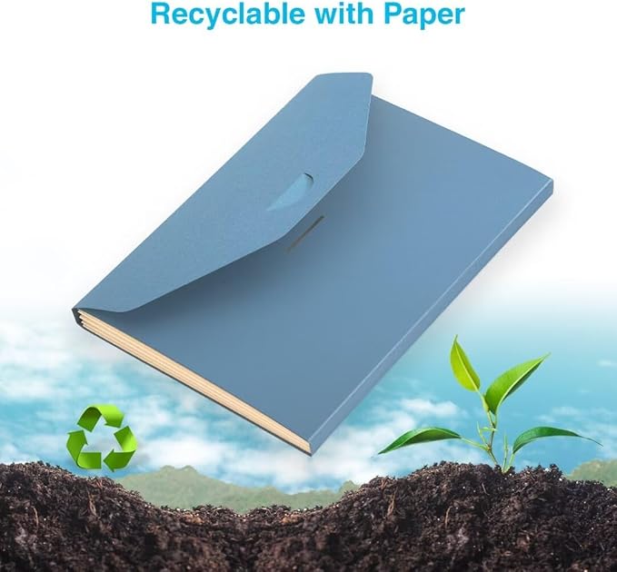 Blue Lake ECOLIFE 6-Pockets Recyclable Paper Expanding File Document Folder Plastic Free, Accordian File Organizer - A4 Letter Size, 200 Sheet for School, Office, Home Carolina