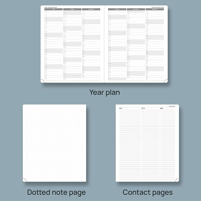 POPRUN Weekly Planner 2026 (Large 8.5" x 10.5") Calendar 12 Months Notebook with Horizontal Layout, Leather Soft Cover, Monthly Tabs, Inner Pocket, 100GSM Thick Paper, Pen Holder - Brown