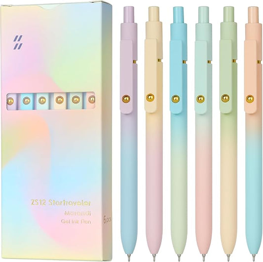 Ddaowanx Gel Pens,0.7mm Quick Dry Black Ink,Fine Point Smooth Writing Pen,Aesthetics Office School Supplies,Gifts for Women,Teen Girl Gifts Trendy Stuff (6 Pcs Gradient, Black)
