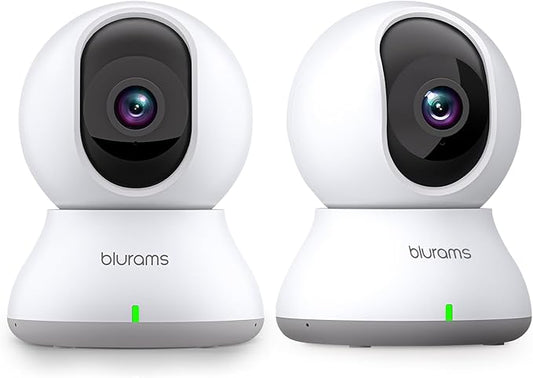 blurams Cameras for Home Security, 2K Indoor Camera 360° Pet Camera with Phone App, Motion Tracking, 2-Way Audio, IR Night Vision, Siren, Works with Alexa & Google Assistant