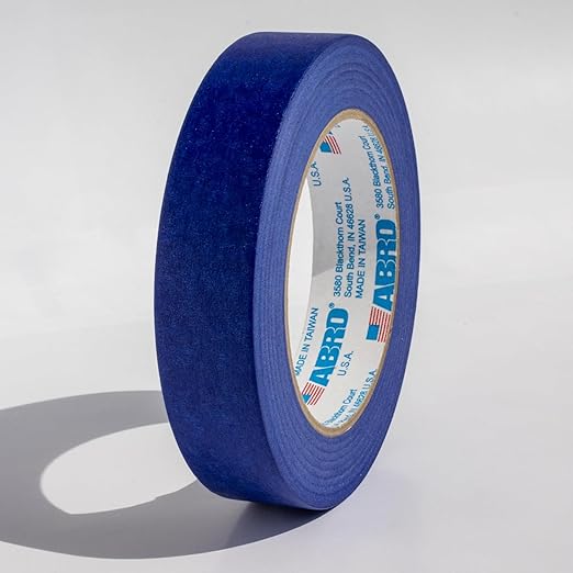 ABRO 36 Pack Blue Painters Tape: 24mm x 55M All Purpose Blue Tape, Temporary Labeling, Easy Tear, Clean Removal, Masking Tape Colored, DIY or Pro Use
