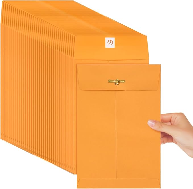Teling 50 Pcs 5 x 7.5 Manilla Envelopes Clasp Kraft Catalog with Closure for Storing Mailing 28 lb Kraft Envelope Paper for Office Document School Business Home