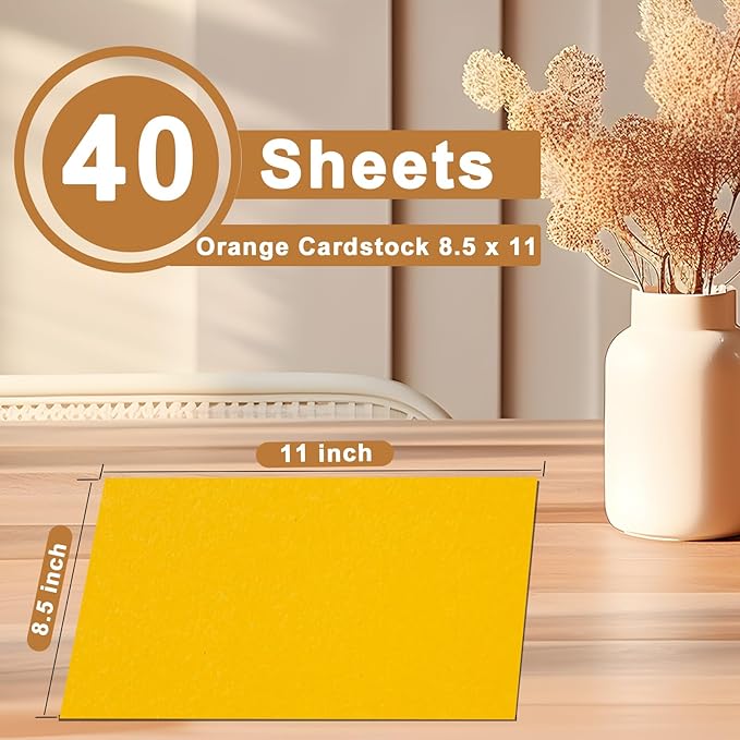 40 Sheets Yellow Cardstock 8.5 x 11 Crafts Paper, 200gsm/75lb Heavyweight Card Stock Printer Paper for DIY Cards Making, Certificates, Wedding Invitations, Menus, Birthday Decorations, School