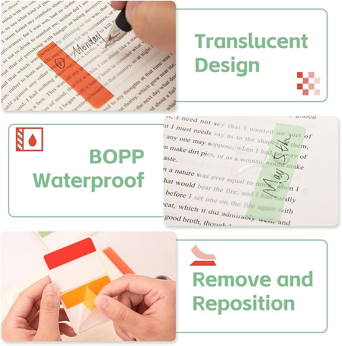 KICNIC 2 Inch New Sticky Tabs Index Tabs 960 Pieces, Colored Reading Tabs Self Adhesive, Arrow Flags Pages Markers for Binder, Books, File Folders and Notebook [12 Colors] Writable, Repositionable