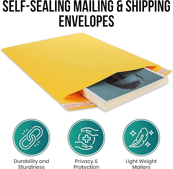 Levex - #5 10.5" x 16 [100 Pack) Kraft Bubble Mailers, Padded Envelope Mailers, Packing Envelope & Mailing Bags for Shipping