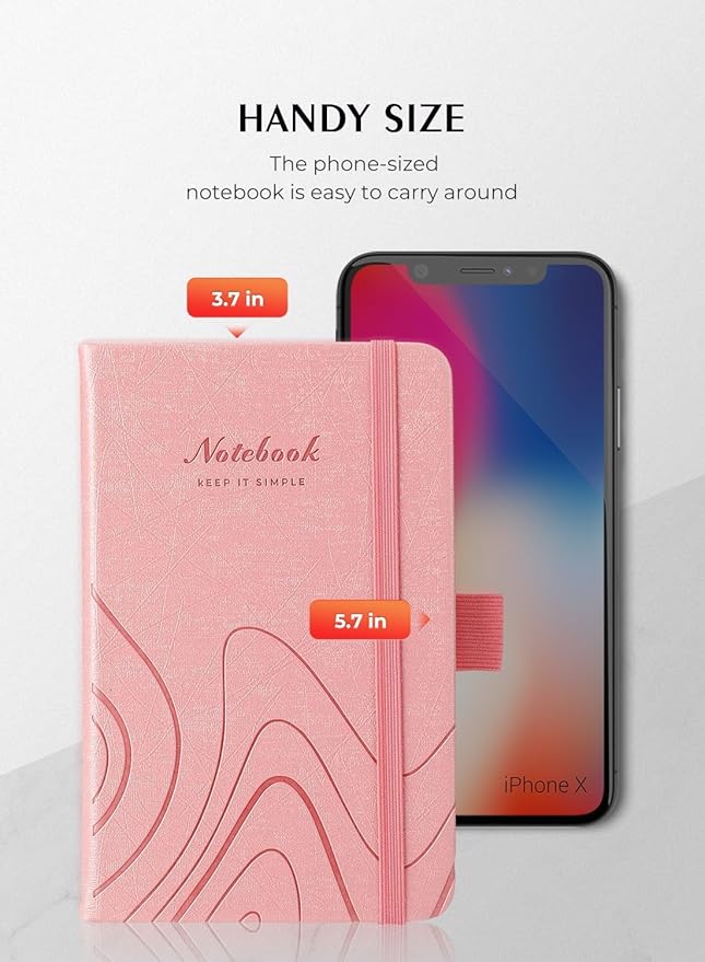 AISBUGUR Pocket Notebook, Small Notebook, 2-Pack Total 320 Pages,3.7" x 5.7" Pocket Notebook (2 Pack, Pink)