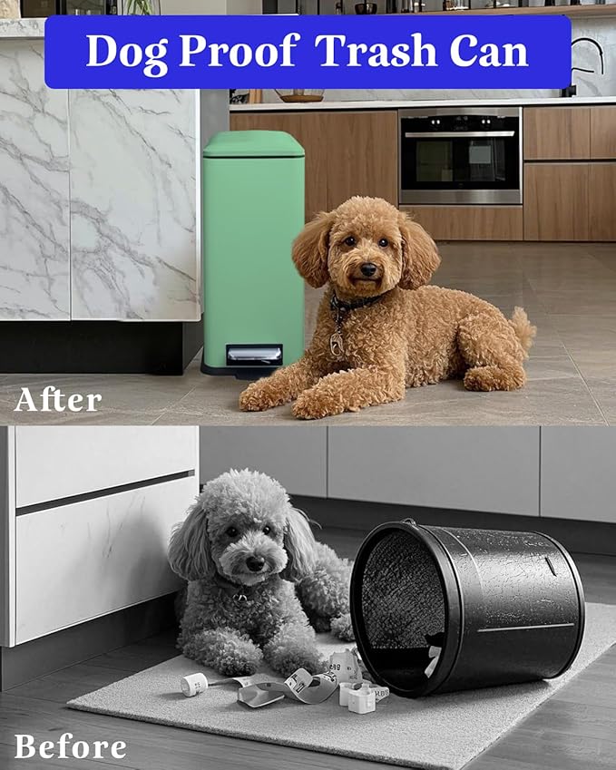 JM.YIPENG Bathroom Rubbish Bin, 5 Litre Cosmetic Bin, Small Waste Bin with Soft Close Lid, Bathroom Bin for Toilet, Bathroom, Bedroom, Living Room, Green