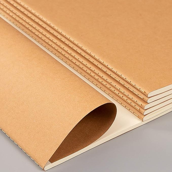 Large Blank Notebook Journals Bulk with Thick Plain Paper, 60 Pages, 8.5x11 inch, Sketchbook Composition Diary Subject Notebooks Planner for Students Office, Kraft Journal Set, 12 Pack