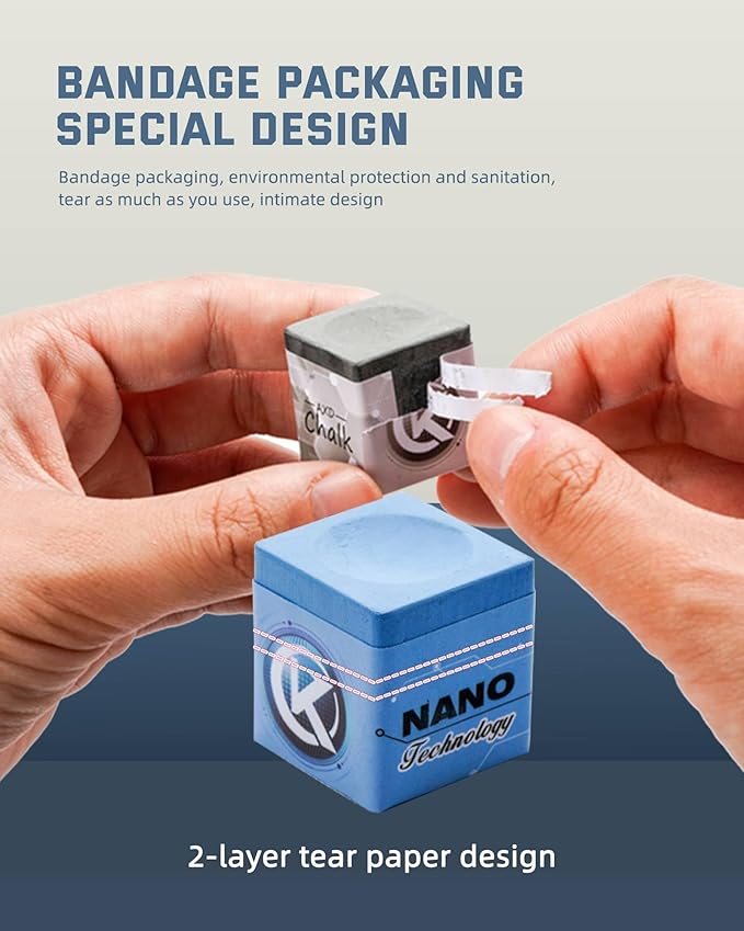 KONLLEN Pool Cue Chalk Nano Technology Billiard Chalk for Professional Tournament Dedicated Pool Chalk (Outstanding Performance, Reduce Miscue, Durable)