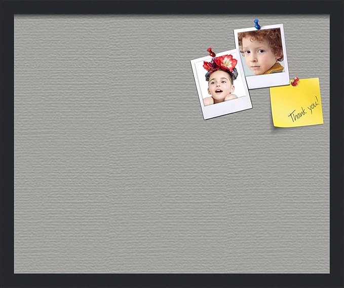 PinPix 22x18 Inch Cork Bulletin Board. This Decorative Framed Pin Board Comes with Dark Stone Design and a Satin Black Frame. Ideal for Home Office Decor or Message Board (PinPix-1808)