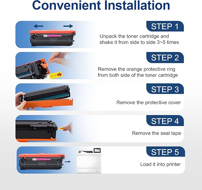 212A Toner Cartridges 4 Pack (with Upgraded Chip) Remanufactured Replacement for 212A 212X for Color Enterprise M554 M555 Color Enterprise MFP M578 Series Printer (Black Cyan Yellow Magenta)