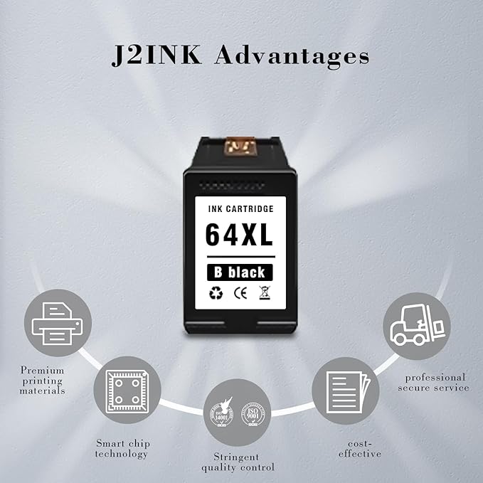 Printer Ink 64XL 64 Black 7800 Tango Ink Cartridge for HP Ink 64 XL 64XL Black Ink Cartridge for HP Printers for Envy Photo 6220 6230 6252 7120 7155 7855 7858 | Tango Tango X Tango Terra | N9J92AN