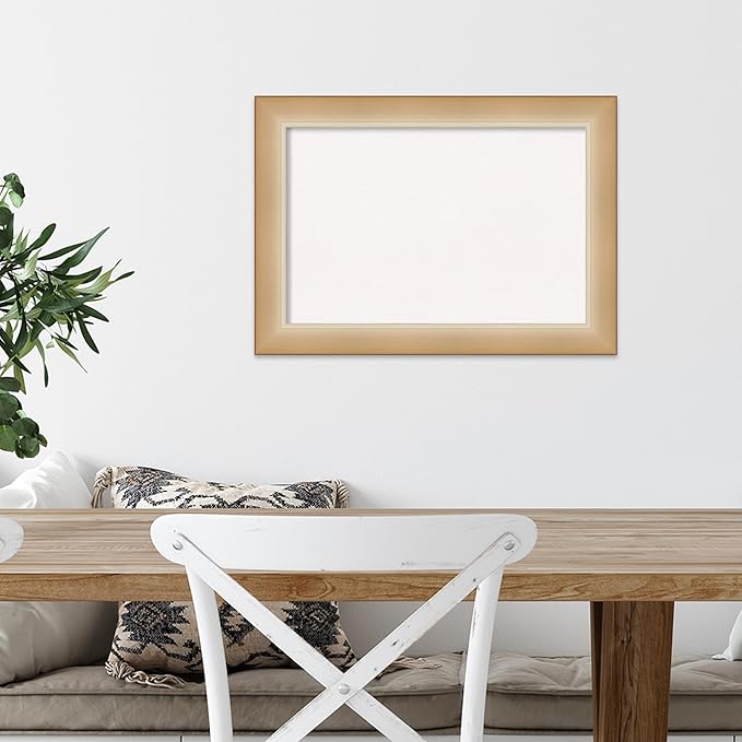 Amanti Art White Cork Board for Wall, 15x21 Vision Board with Gold Frame, Small Corkboard Office Decor for Home Organization, Modern Corkboard Pinboard to Display Items for Home Organization in