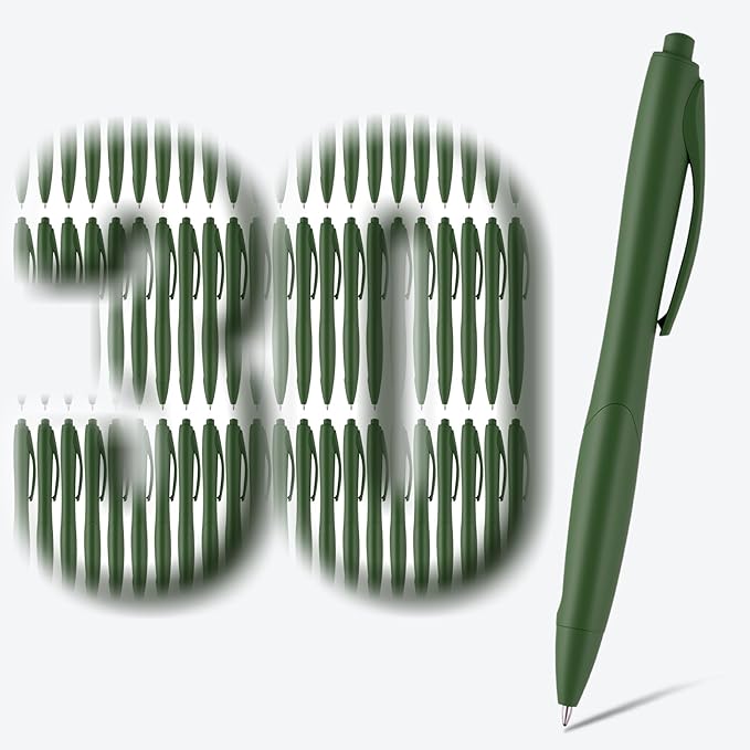 BallPoint Pens, 30 Pack (BLACK Ink),Bulk Pens, Green Barrel,Click Pens for Office Home and School, Retractable Ballpoint Pens, Medium Point, 1.00MM (Green)