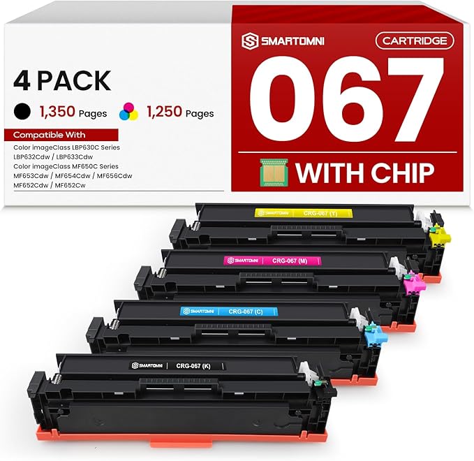 067 Toner Cartridge Set Replacement for Canon 067 067H Toner Cartridge Compatible With Canon Color ImageCLASS MF653Cdw MF656Cdw LBP632Cdw MF654Cdw LBP633Cdw MF650C LBP630C Series Printers 4-Pack Color