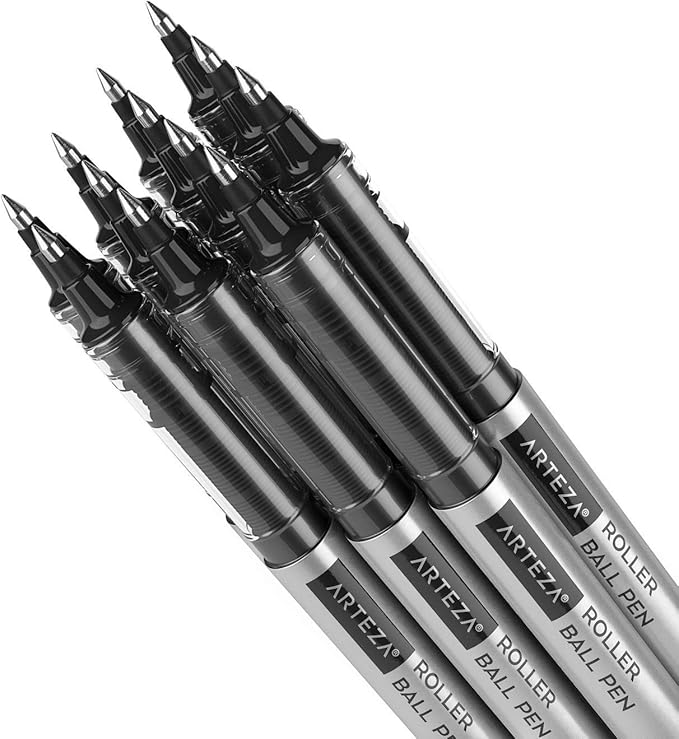 ARTEZA Rollerball Pens, Pack of 40 – Black Ink Fine Point Pens with 0.7 mm Tip for Journaling, Notetaking, Office Work, and Everyday Writing