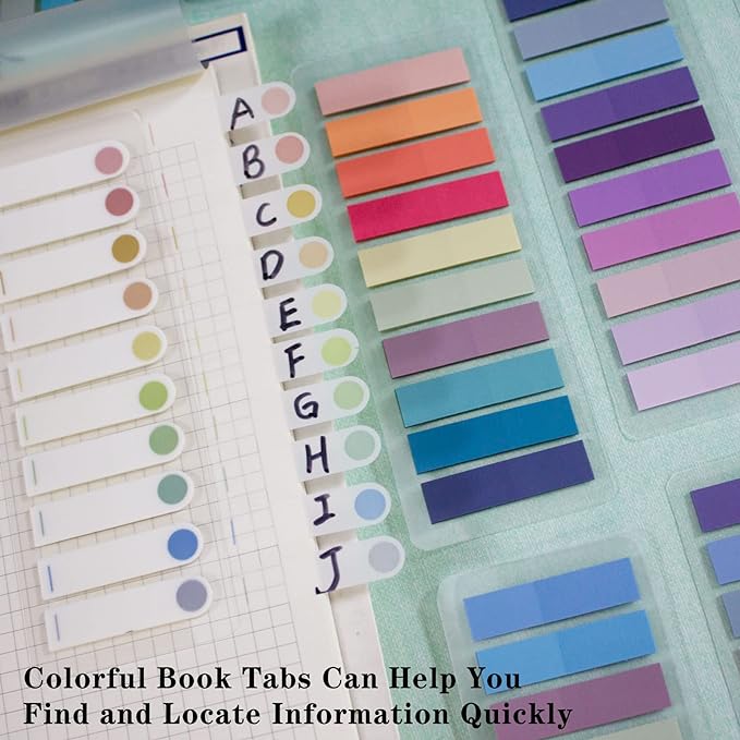 ELII 1200pcs Sticky Tabs Page Markers,Morandi Sticky Note Tabs Colored Writable and Repositionable Book Flags Tabs Strip Index Tabs,Page Tabs