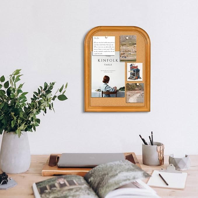 Cork Board for Walls, 17X13 inches Bulletin Board with Frame, Decorative Hanging Pin Board Vision Board Message Board for Office School Home Decor(2R&2S,4333,1p)